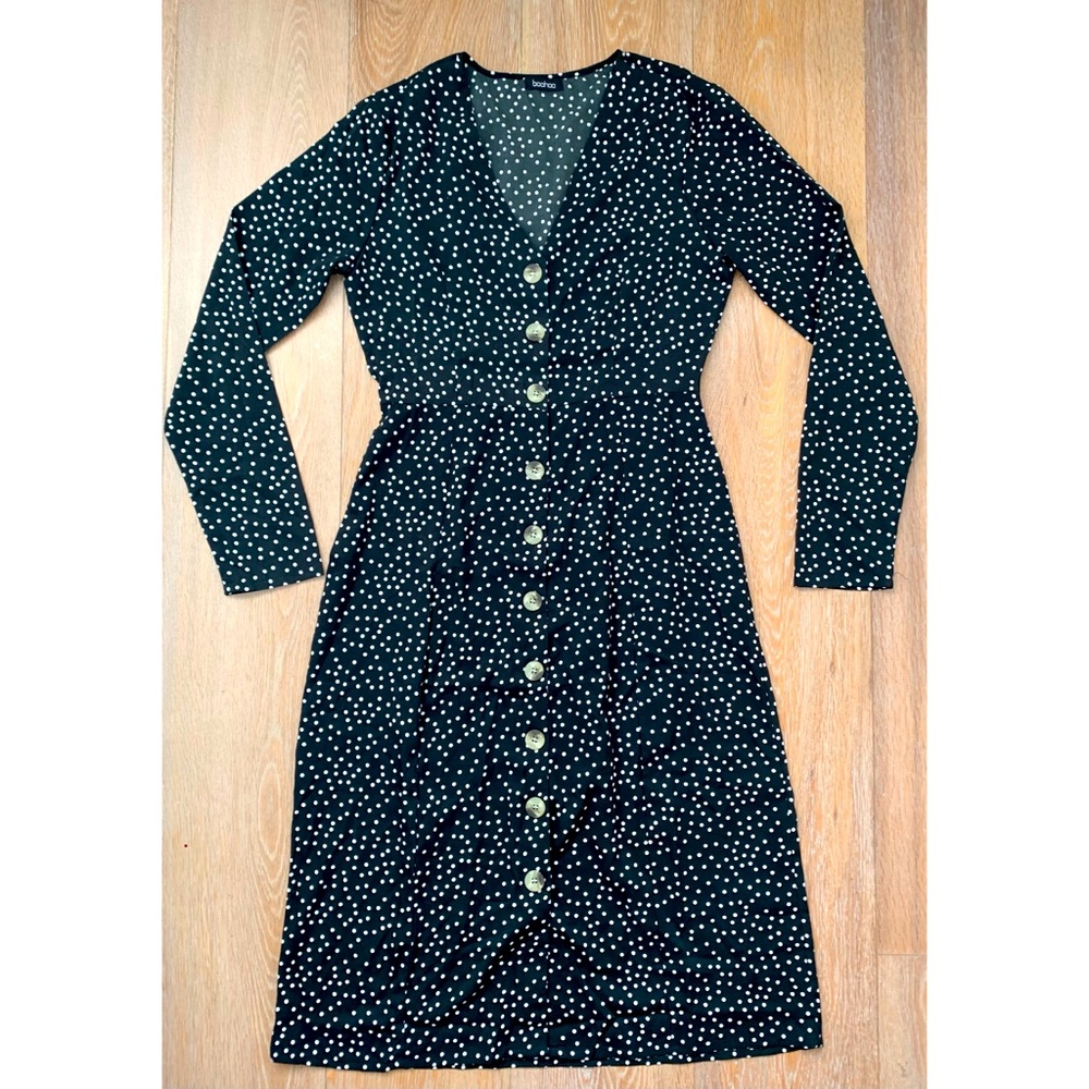 Boohoo (ASOS) Polkadot Button Front Midi Dress